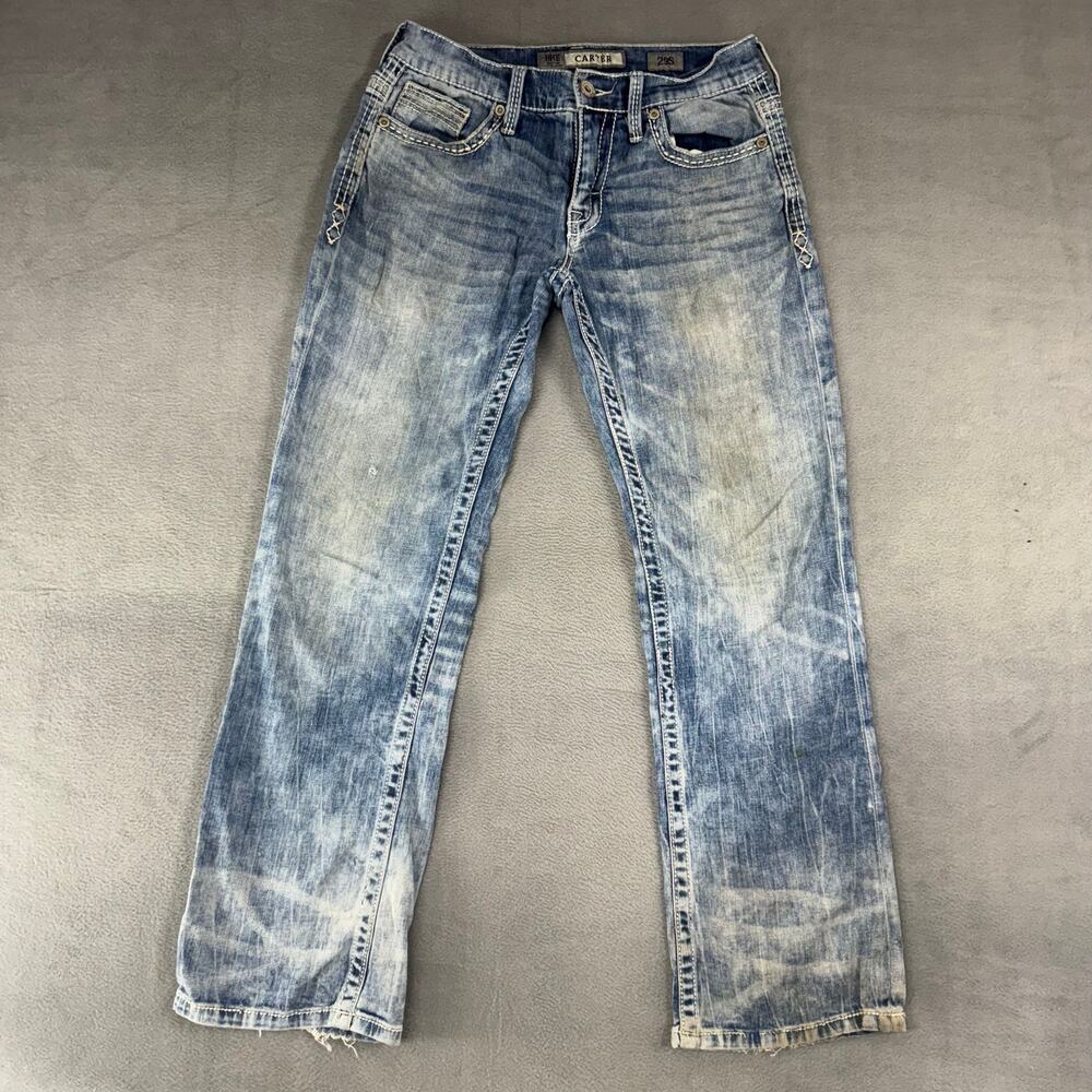 BKE Jeans Mens 29R Blue Acid Wash Carter Straight Leg Denim Distressed 29x29‎